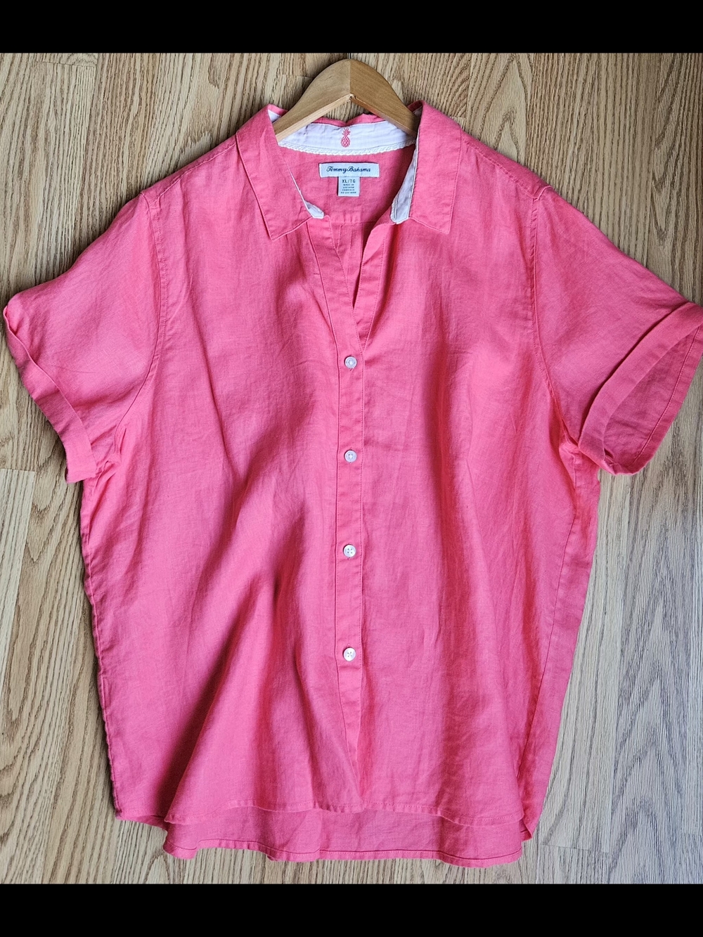 Tommy Bahama Coral Pink 100% Linen Button-Front Shirt - Picture 4 of 11